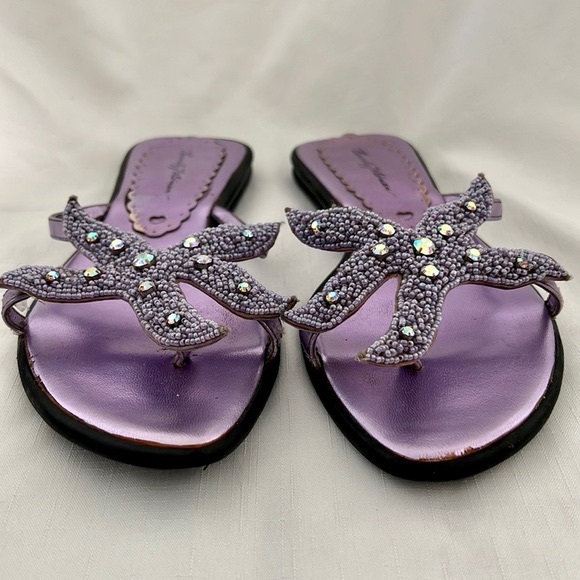 Beverly Feldman~Metallic Lavender Starfish Sandals - Picture 3 of 13